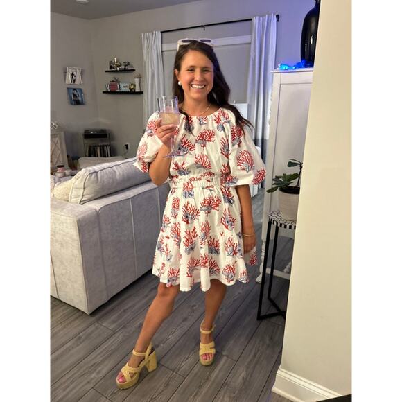 Anthropologie Priya Israni Short-Sleeve Mini Women's Dress Nautical Cutout L - Picture 4 of 7